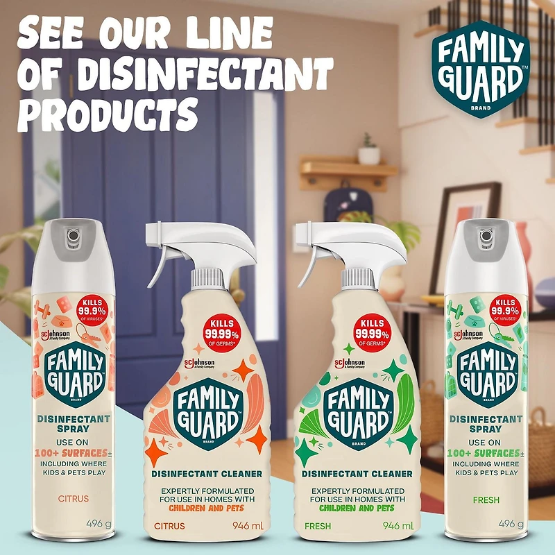 Family Guard™ Disinfectant All Purpose Cleaner, Kills 99.99% of Germs, Citrus Scent, 946mL