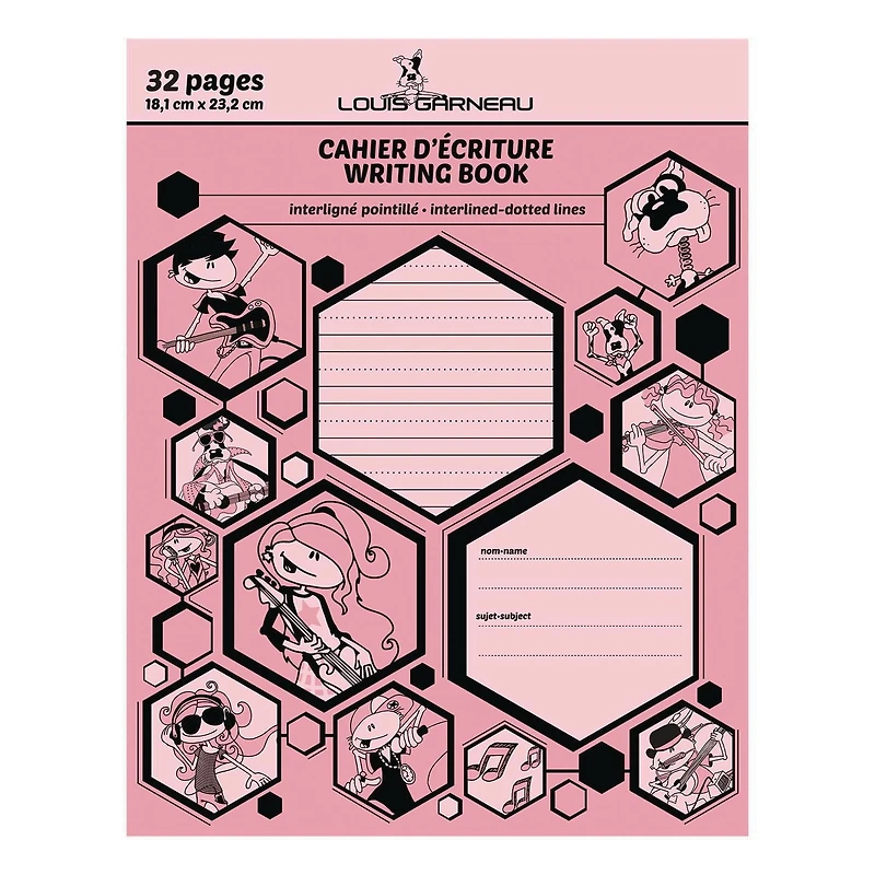 Louis Garneau cahier interligné/point. Rose
