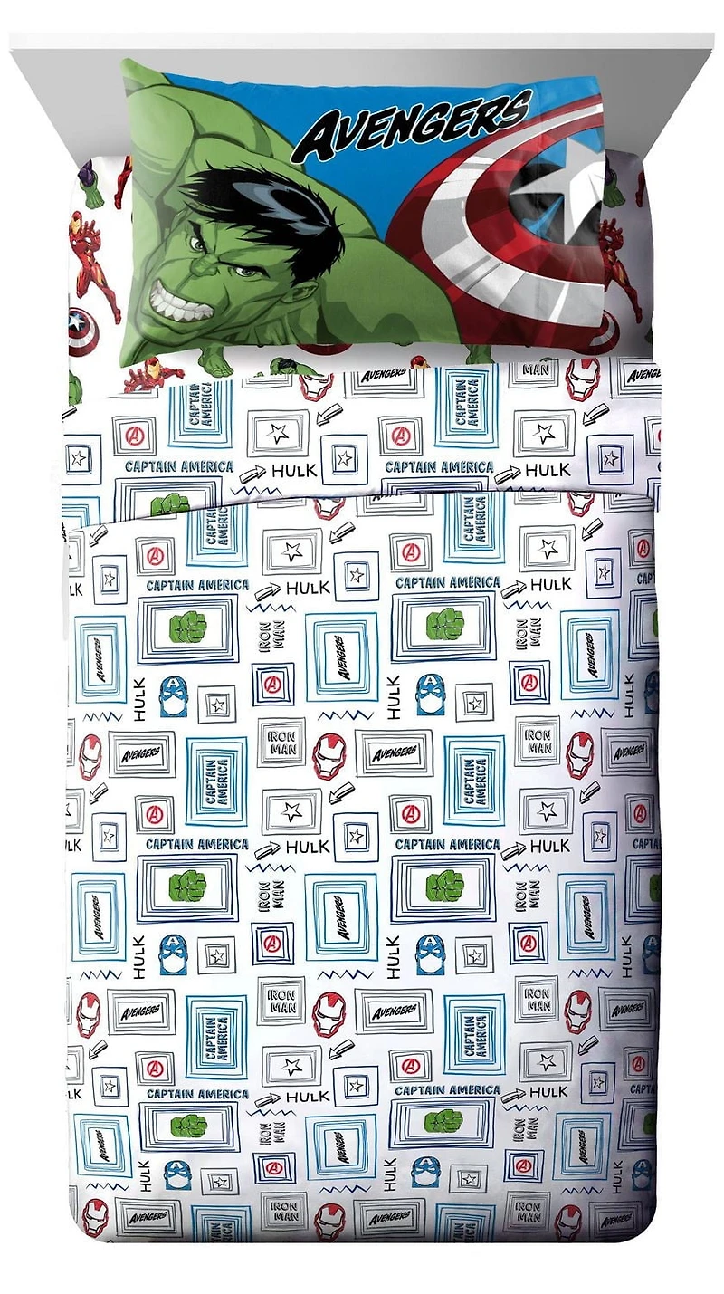 Marvel Avengers 'Hero Time' 3-Piece Twin Sheet Set, 100% Polyester