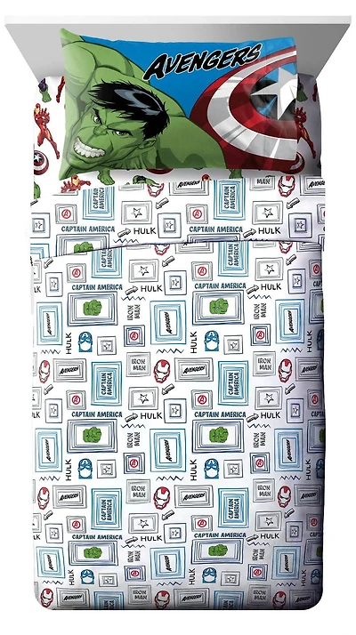 Marvel Avengers 'Hero Time' 3-Piece Twin Sheet Set, 100% Polyester