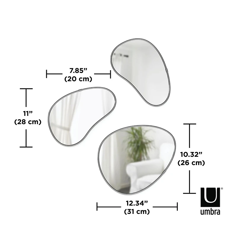 Umbra Miroirs Hubba Pebble, Lot de 3
