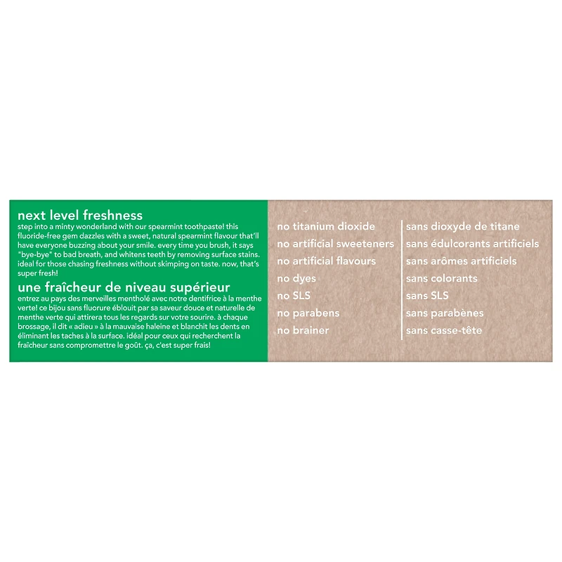 hello Super Fresh Whitening Fluoride Free Toothpaste, Natural Spearmint, 82 ml