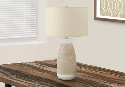 Monarch Specialties Lighting, 27"h, Table Lamp, Cream Ceramic, Beige Shade, Contemporary