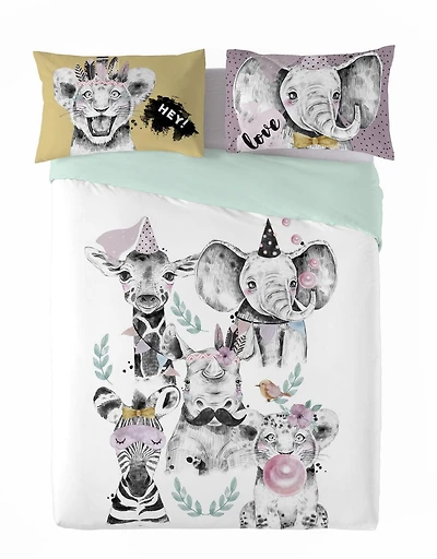 Ensemble de housse de couette 3 pièces Lika de Gouchee Home – Literie réversible en coton à imprimé animalier