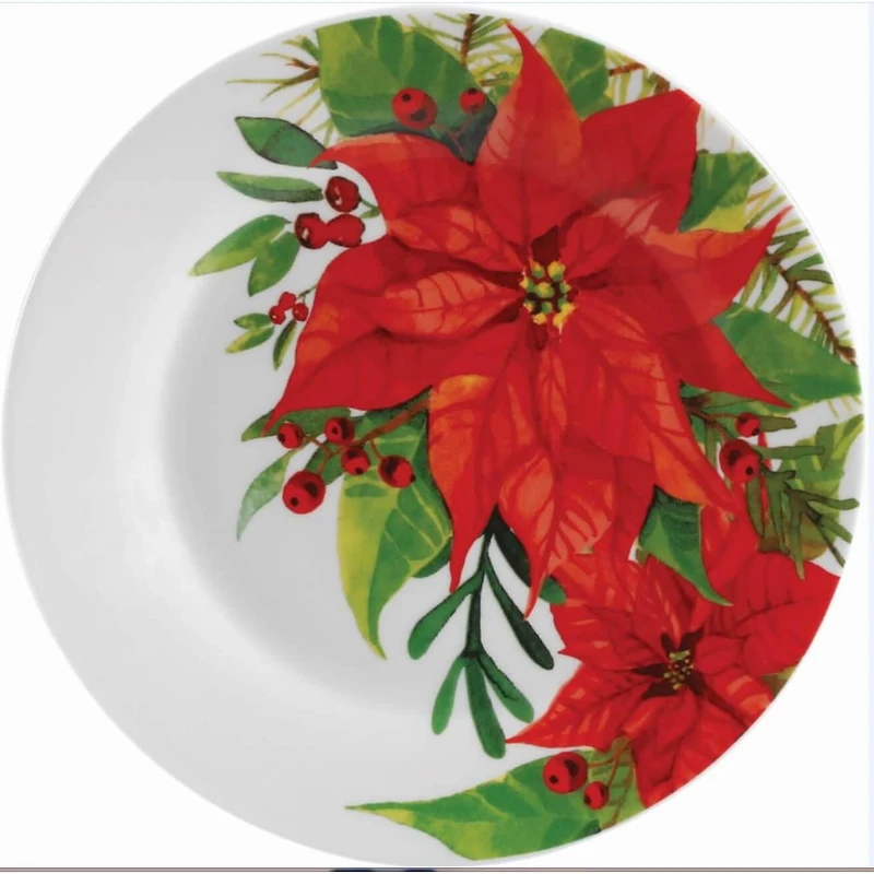 Gibson Home Magic Poinsettia Service de table 16 pièces en céramique fine