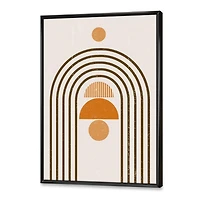 Designart Abstract Rainbow Sun and Moon In Earth Tones IV FLOAT FRAME WALL ART
