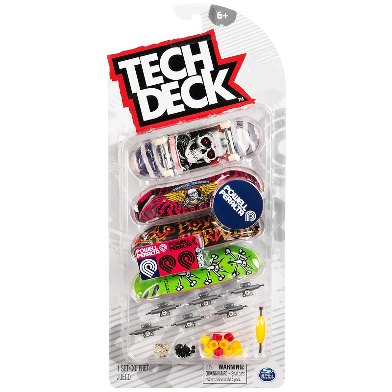 Tech Deck, Coffret de 4 fingerboards Ultra DLX Fingerboard, Powell Peralta Skateboards, Mini-skateboards à collectionner et personnaliser