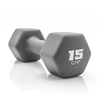 CAP, 15lb Neoprene Dumbbell, Cool Gray, Single