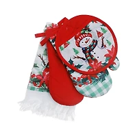 Ensemble De Cuisine 4 Pièces (Bonhomme De Neige Avec Poinsettia)