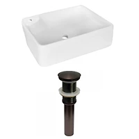 American Imaginations -in. W Above Counter White Bathroom Vessel Sink Set For 1 Hole Left Faucet AI