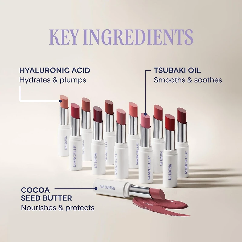 Marcelle Lip Loving Colour & Caring Oil-in-Stick Lipstick, Clean & vegan formula, 3 g