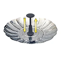 Starfrit Marguerite à Légumes en AcierIinoxydable, Repliable, Poignée Amovible et Extensible, Pieds en Silicone, Compatible avec le Lave-Vaisselle