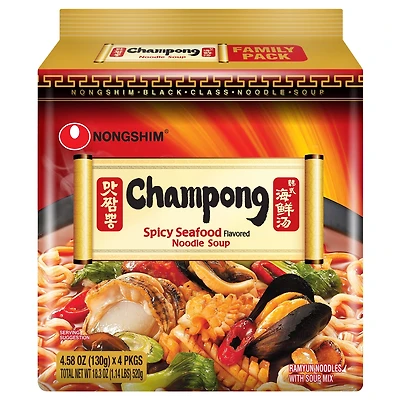 Nongshim Champong Soupe de Nouilles 130g x 4, Pack Familial
