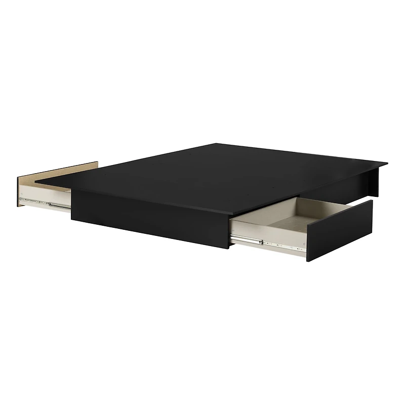 South Shore Step One Full/Queen Platform Bed with drawers, in Pure Black