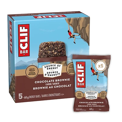CLIF BAR Energy Bars, Chocolate Brownie, Granola Bar, High in Protein, Contains 70% Organic Ingredients, (Pack of 5), 340 g