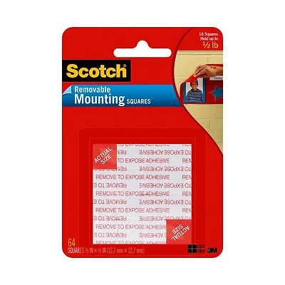 Scotch® Removable Mounting Squares 108-SML-ESF, 0.5 in (1.27 cm)