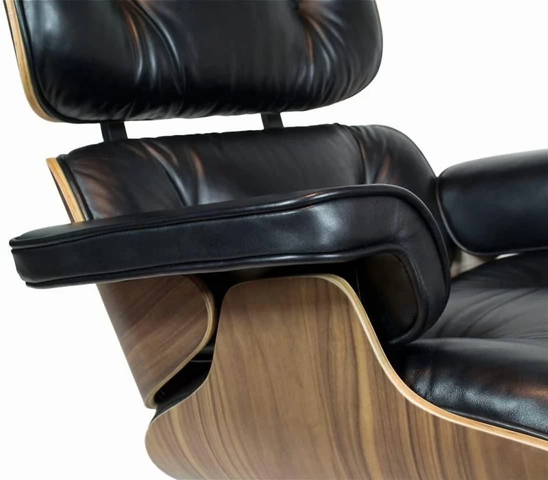 Nicer Furniture chaise longue en cuir classique moderne avec pouf GRANDE