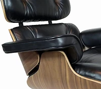 Nicer Furniture chaise longue en cuir classique moderne avec pouf GRANDE