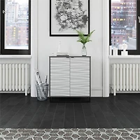 Ameriwood Home Monterey Two-Door Accent Cabinet, Faux Wave Pattern with Graphite