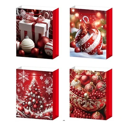 Christmas Gift Bags (Red Ornaments) (Asstd) (Large) - Set of 12