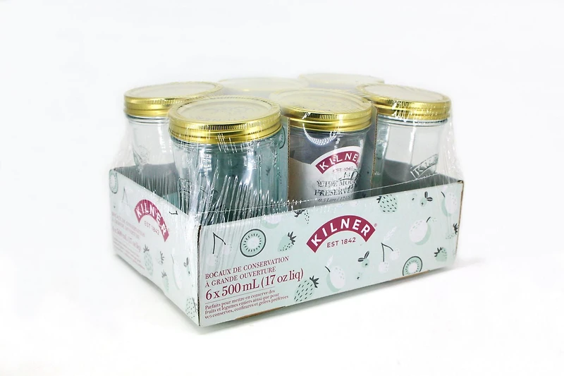 Kilner Wide Mouth Glass Mason Jars with Sealing Lids, 500ml