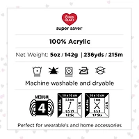 Red Heart® Fil Super Saver®, Imprimés, Acrylique #4 Médium, 5oz/142g, 236 Yards Fil durable, large gamme de couleurs