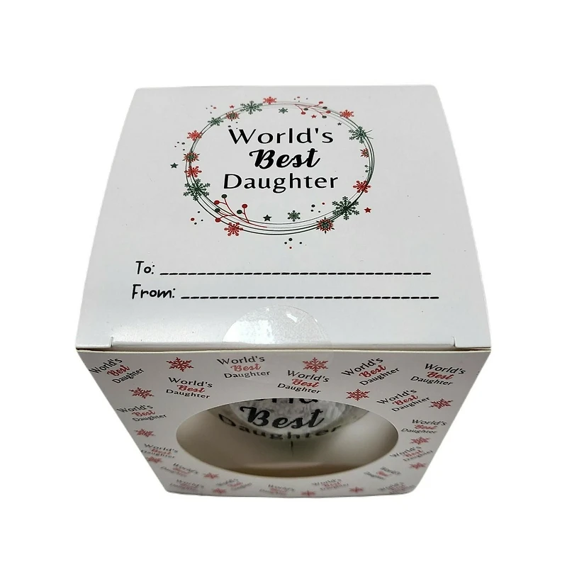 "Worlds Best Daughter" Transparent Snowflake Collectible Ball Ornament, 4 in, Holiday Time