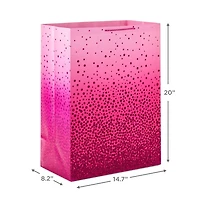 Très grand sac-cadeau de 20 po avec poignées, Hallmark (paillettes roses) pour les fêtes, les fêtes prénuptiales, les fêtes prénatales