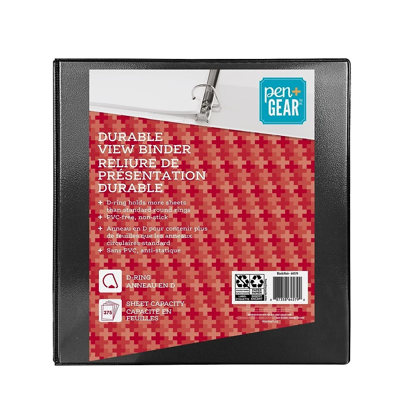 PEN+GEAR DURABLE VIEW 1.5`` BINDER BLACK