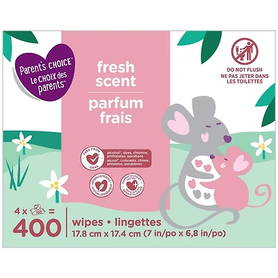 Lingettes Parfum frais Le choix des parents 400 lingettes