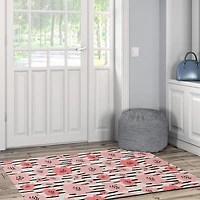 Tapis d'appoint lavable Laurel 3 pi x 5 pi ivoire et rose