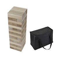 Hathaway Block Out Wood Stacking, Collapsing Game with Rip-Resistant Bag, 54 Handcrafted Pine Blocks