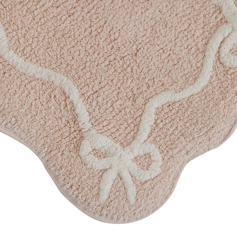 Mainstays Pink Bow Bath Rug, Pink White, 100% Cotton, 16"x24"