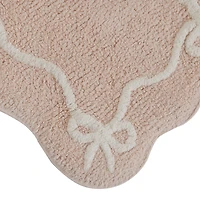 Mainstays Pink Bow Bath Rug, Pink White, 100% Cotton, 16"x24"