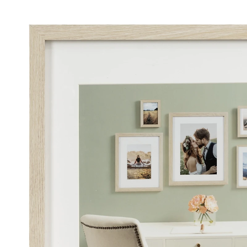 DesignOvation Gallery 14" x 18" Matted to 11" x 14" Natural Picture Frame