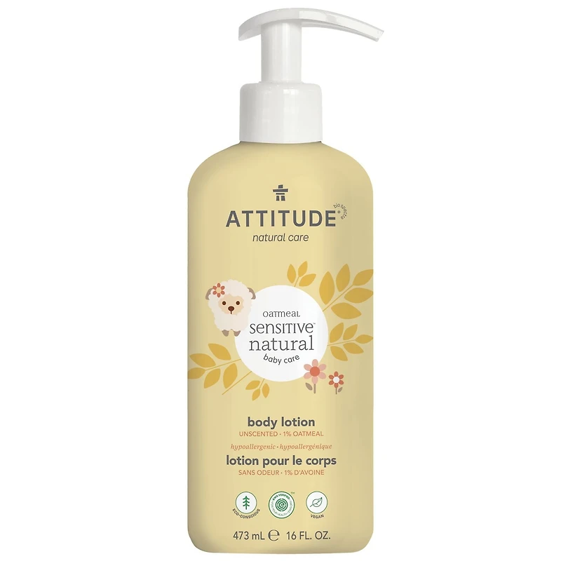 ATTITUDE oatmeal sensitive natural baby care, Lotion pour le Corps, Sans Odeur, 473 mL