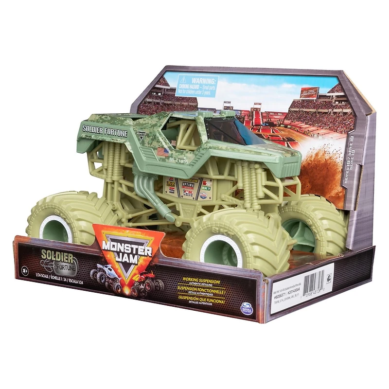 Monster Jam, Official Soldier Fortune Monster Truck, Collector Die-Cast Vehicle, 1:24 Scale, Kids Toys for Boys and Girls Ages 3 and up