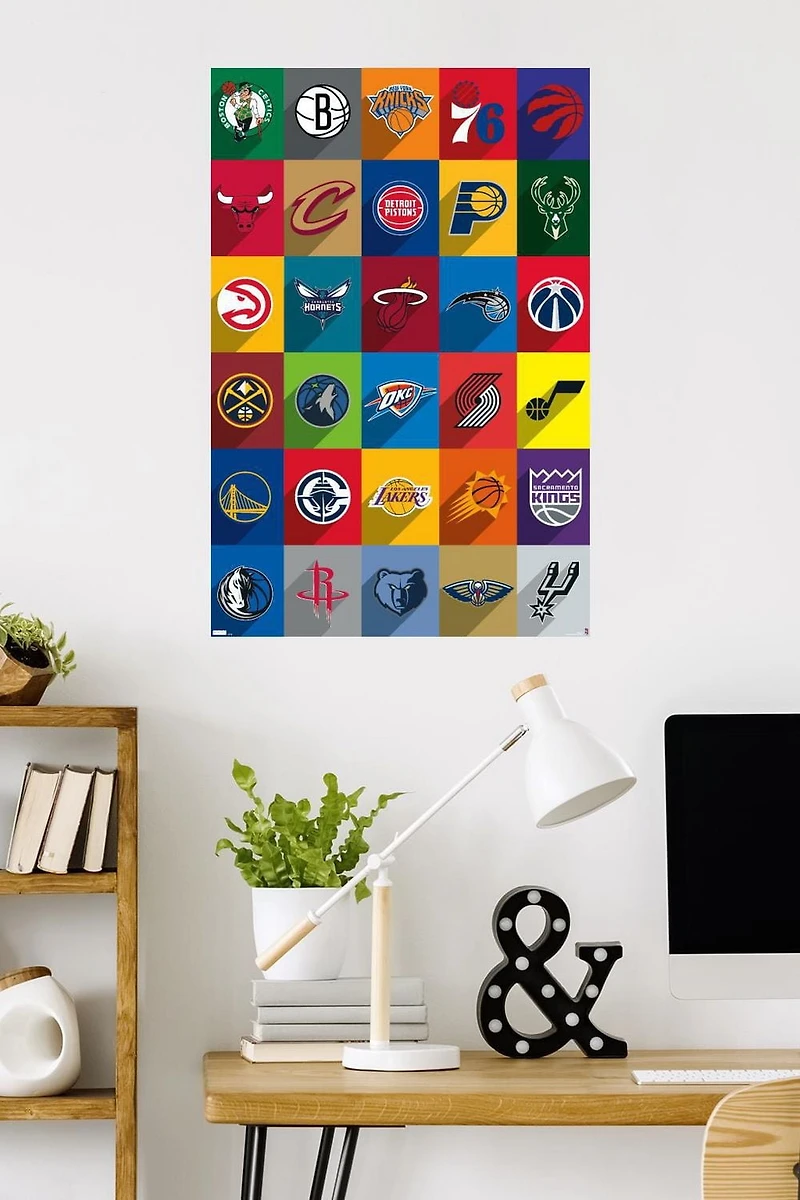 NBA League - Logos 24 Wall Poster, 22.375" x 34"