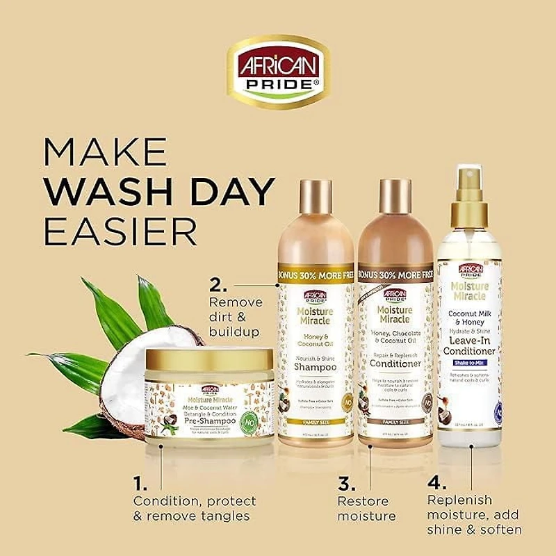 African Pride Moisture Miracle Honey, Chocolate & Coconut Oil Conditioner 16oz, Conditioner 16oz