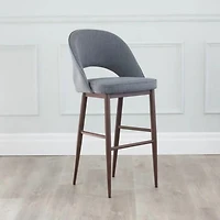 Executive Stool with PU Upholstery and Walnut Metal Frame – High Back Stool with Foot Rest, Mid-Century Style, Comfortable and Sturdy Seating for Offices and Modern Spaces