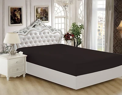 Marina Decoration Ultra Soft Silky Deep Pocket Solid Rayon from Bamboo All Season Bedding Solid Bamboo Fitted Sheet, Black Color