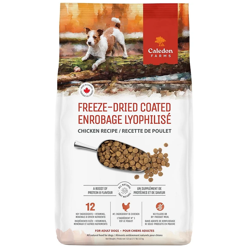 Caledon Farms Freeze-Dried Coated Chicken Recipe Premium Dry Dog Food 3.5kg, Freeze-Dried Coated Kibble Chicken