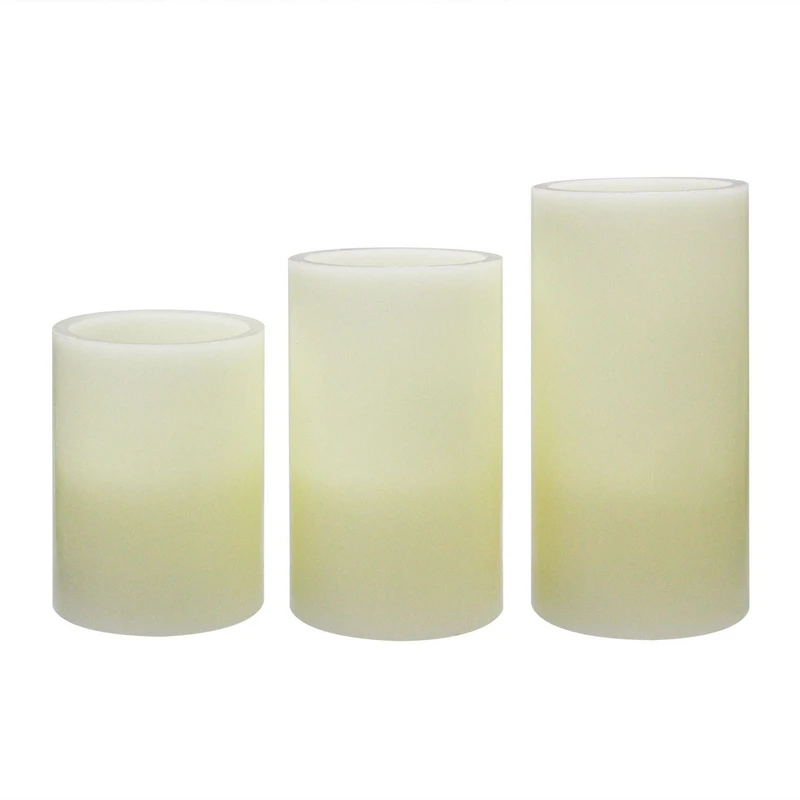 Mainstays Unscented LED Wax Pillar Candles Set with remote