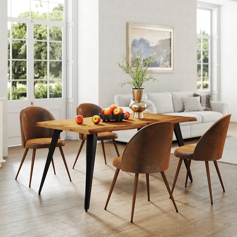 Homy Casa 2-Pack Brown Faux Suede Upholstered Dining Chairs with High Back Armless