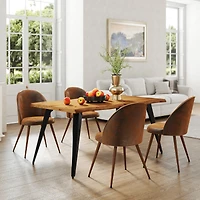 Homy Casa 2-Pack Brown Faux Suede Upholstered Dining Chairs with High Back Armless