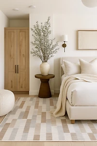 Tapis d'interieur abstrait Rug Branch Nomad, beige marron, moderne - Salon, chambre, salle a manger et cuisine