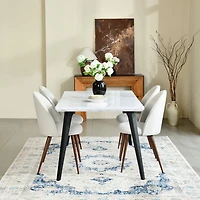 Lot de 2 chaises de salle à manger Homy Casa sans accoudoirs avec dossier incurvé et rembourré, tissu beige