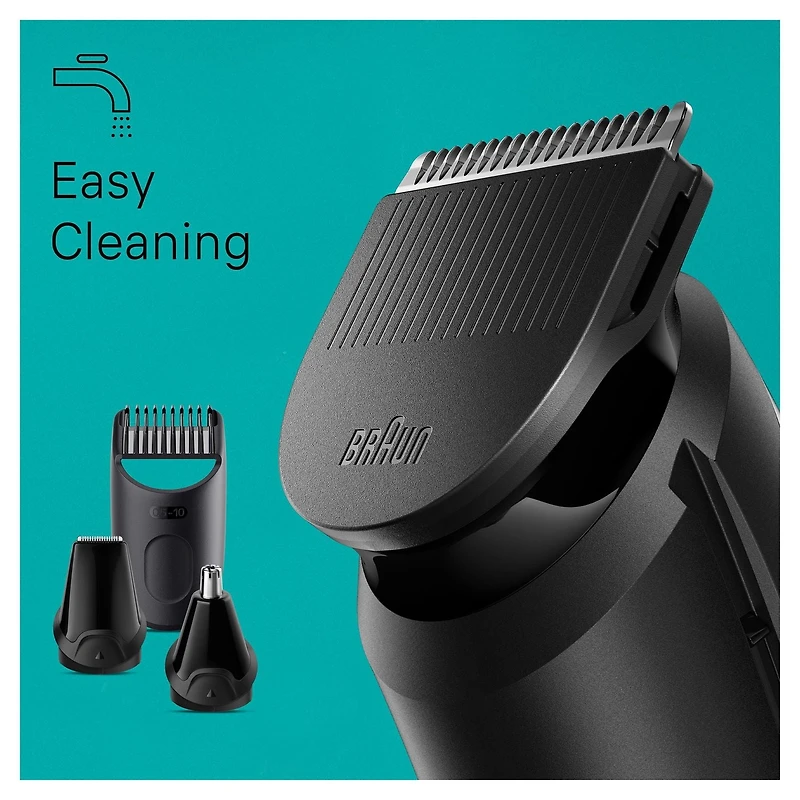 Kit tout-en-un Braun Series 3 3450, tondeuse pour hommes 6 en 1 avec tondeuse à barbe, pour le nez et les oreilles, tondeuse à cheveux et plus, lame ultra tranchante, 40 réglages de longueur, pile rec 1CT