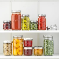Regular Mason Jars with Airtight Lids, Labels and Measures - 16 oz - Set of 6