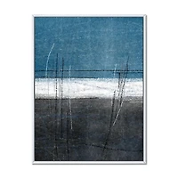 Designart Teal Meets Grey Abstract Art FLOAT FRAME WALL ART